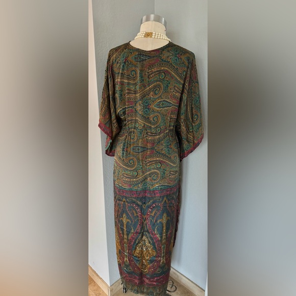 100% Silk Sari Kaftan Wylder Trading Company NWT - Picture 4 of 9
